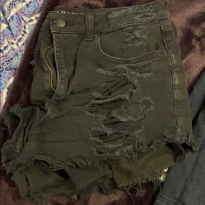 Black Distressed Jean Shorts